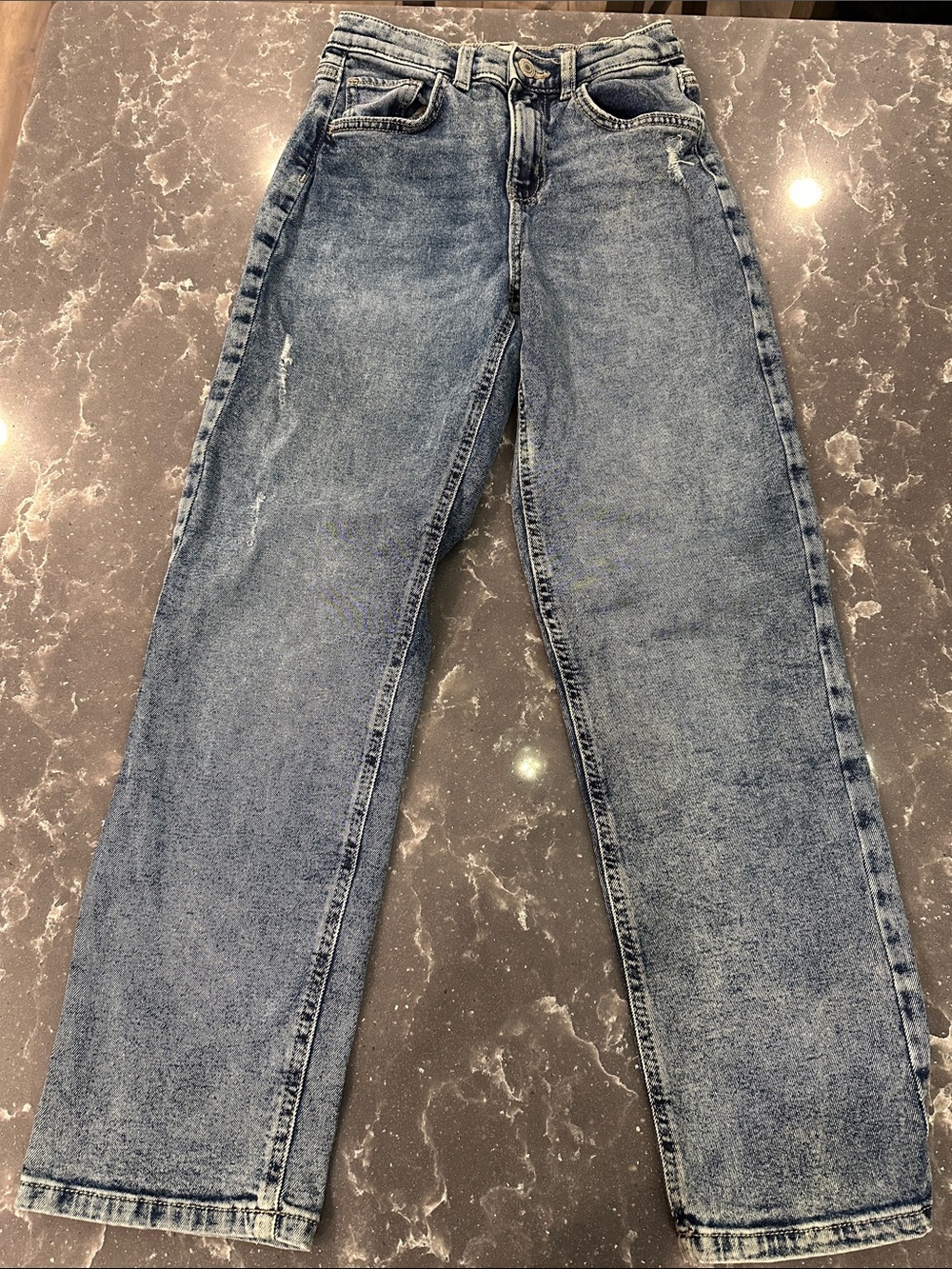 Girl’s Classic Straight Fit Blue Washed Jeansr